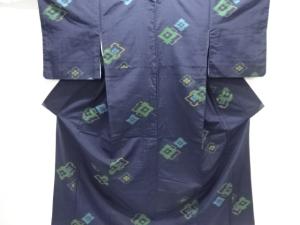 花菱模様織出し手織り紬着物